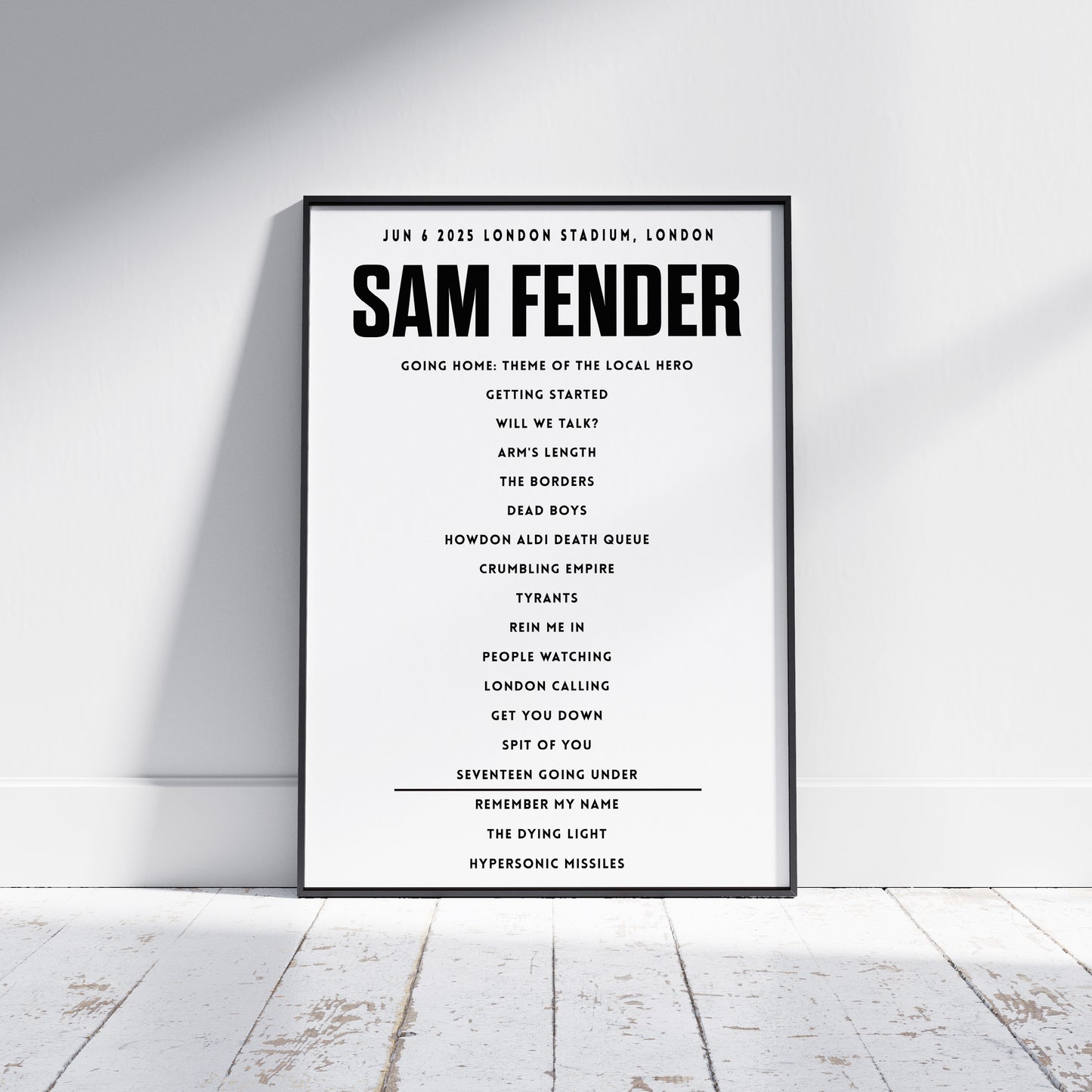 Sam Fender Setlist - Jun 6th 2025, London Stadium