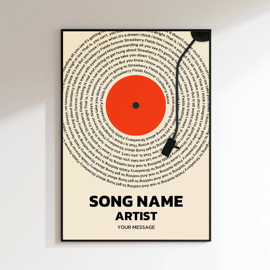 Personalised Song Lyrics Print | Custom Music Wall Art Gift