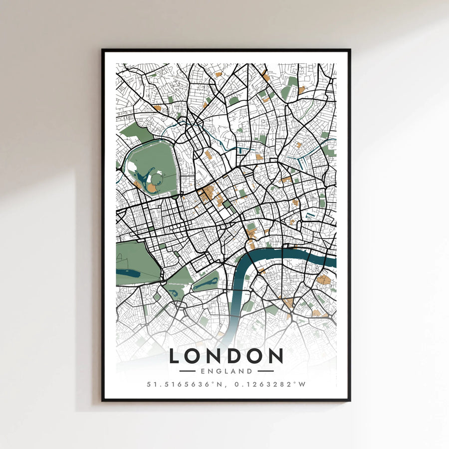 Personalised City Map Print – Custom Location & Coordinates Poster