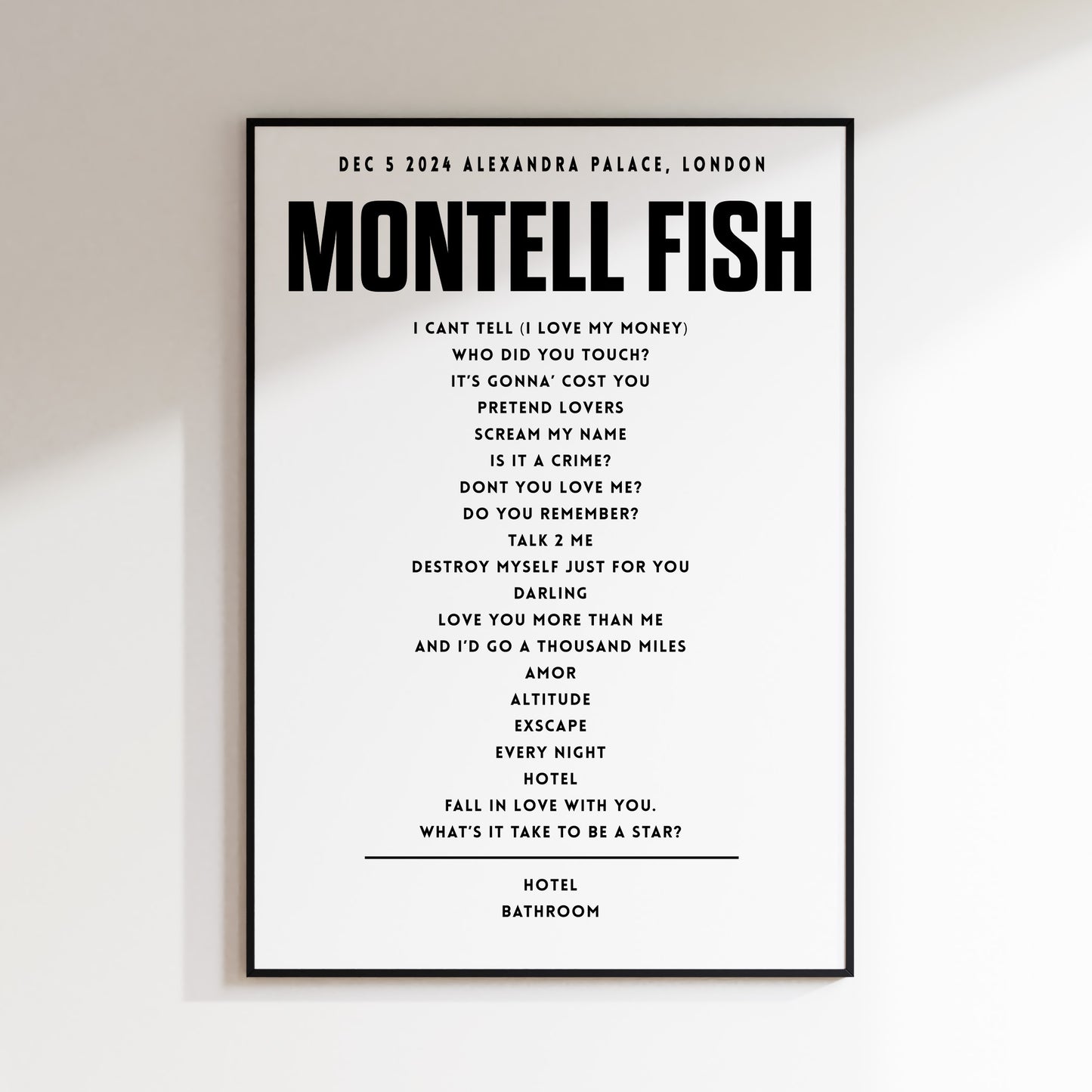 Montell Fish Setlist - December 5th 2024, Alexandra Palace, London