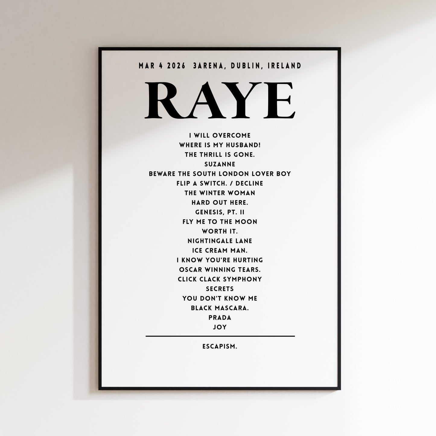 RAYE - March 4th 2026 at 3Arena, Dublin, Ireland