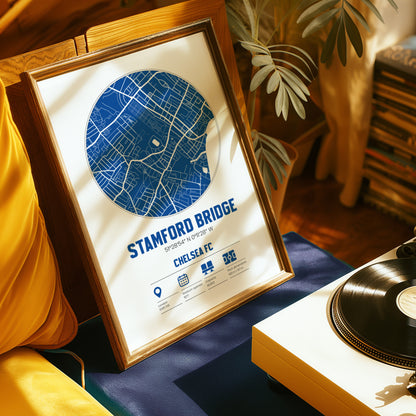 Stamford Bridge, Chelsea FC - Football Stadium Custom Map Print