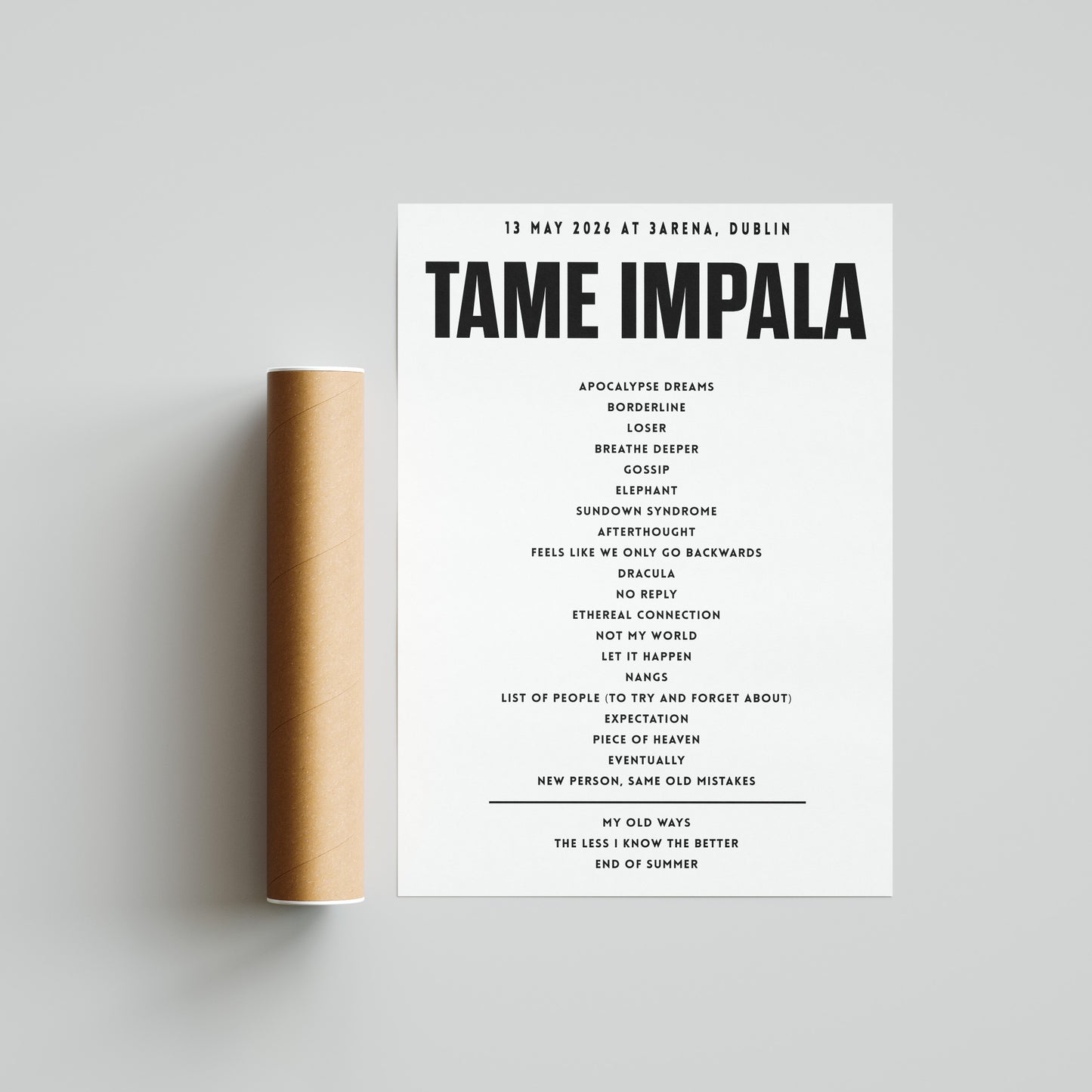 Tame Impala setlist - 13th May 2026 at 3Arena, Dublin