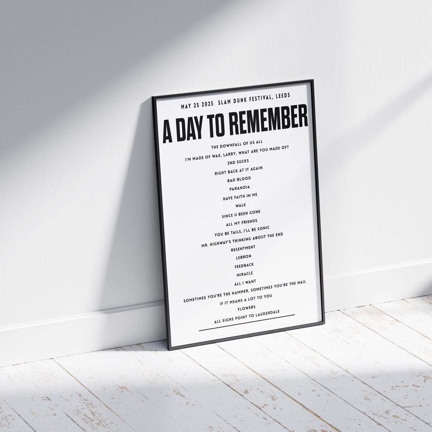 A Day to Remember, May 25th 2025, Slam Dunk Festival Setlist