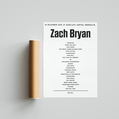 Zach Bryan setlist - 18 December 2024 at Barclays Center, Brooklyn, NY, USA