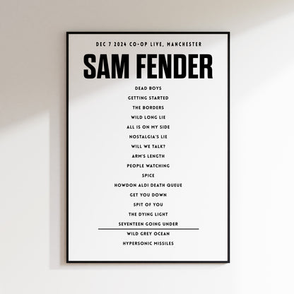 Sam Fender Setlist - December 7th 2024 Co-Op Live, Manchester
