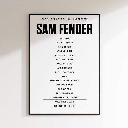Sam Fender Setlist - December 7th 2024 Co-Op Live, Manchester