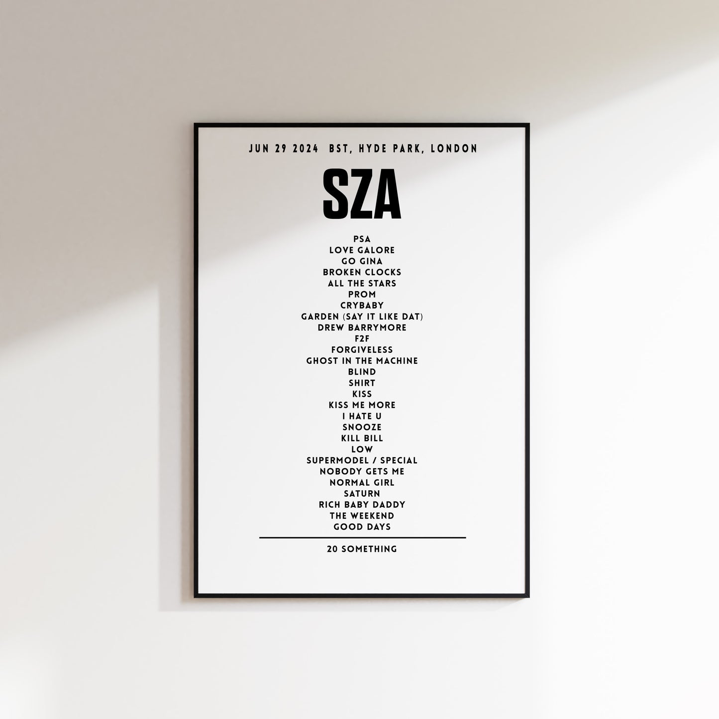 SZA Setlist - June 29th 2024, BST, Hyde Park, London