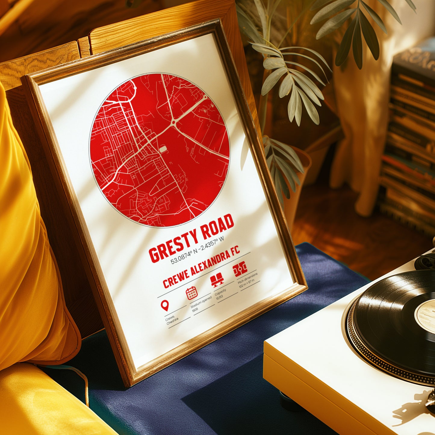 Gresty Road, Crew Alexandra FC - Football Stadium Custom Map Print