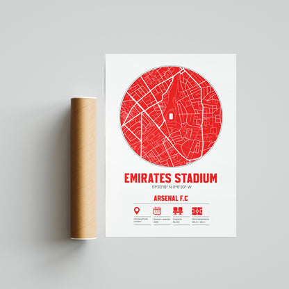 Emirates Stadium - Arsenal - Football Stadium Custom Map Print