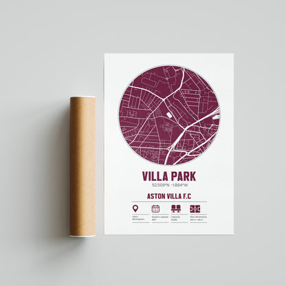Villa Park - Aston Villa - Football Stadium Custom Map Print