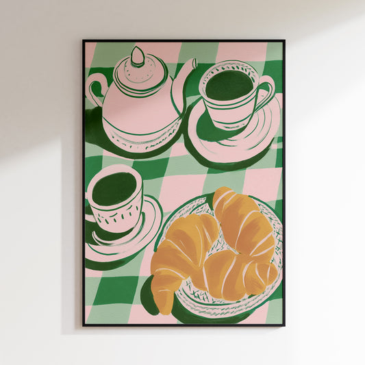 Croissant and Coffee Print