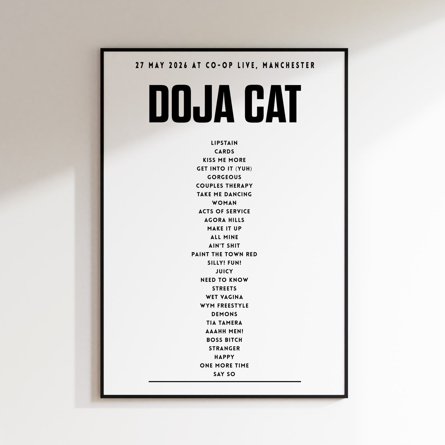 Doja Cat Setlist - 27th May 2026 at Co-op Live, Manchester, England
