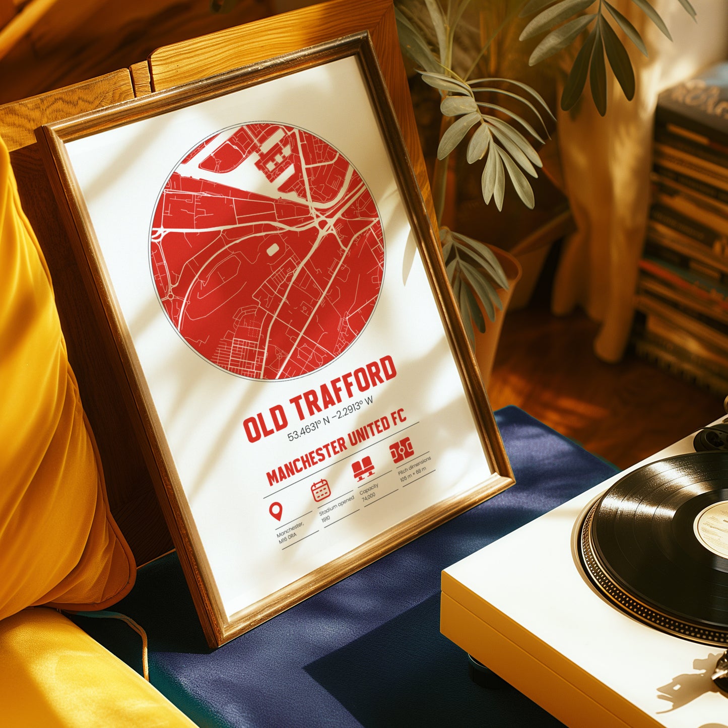 Old Trafford, Manchester United FC - Football Stadium Custom Map Print