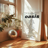 Oasis Setlist Poster - 9th August,  Scottish Gas Murrayfield Stadium, Edinburgh, Scotland