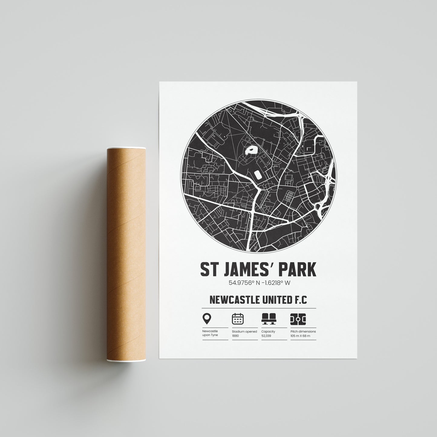 St James' Park Newcastle - Football Stadium Custom Map Print