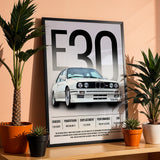 BMW E30 Poster | Classic BMW E30 Coupe
