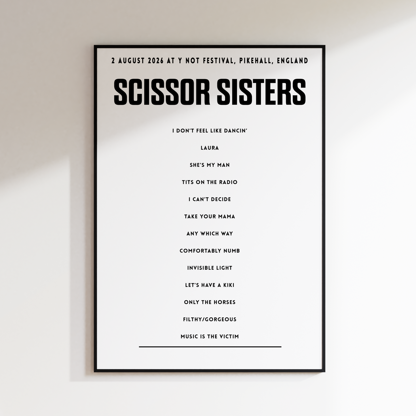 Scissor Sisters setlist – 2nd August 2026 at Y Not Festival, Pikehall, England