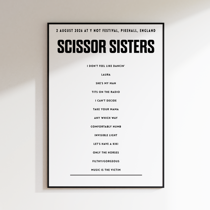 Scissor Sisters setlist – 2nd August 2026 at Y Not Festival, Pikehall, England