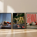 Set of 3 Ayrton Senna Posters – Legendary F1 Racing Wall Art