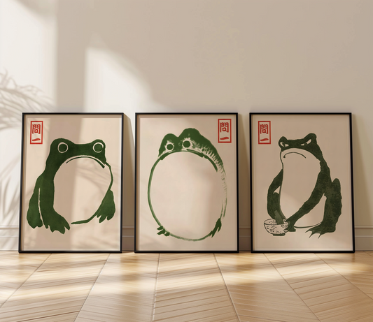 Japanese Set of 3 Frog Posters - Matsumoto Hoji Collection