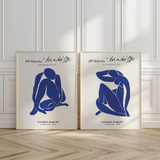 Set mit 2 Henri Matisse Essenz des Lebens Blaue Scherenschnitte