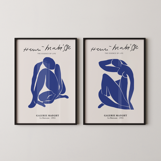 Set of 2 Henri Matisse Essence of Life Blue Cut Outs