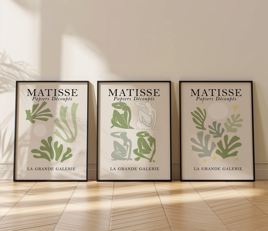 Set of 3 Henri Matisse  Papier Découpé Green