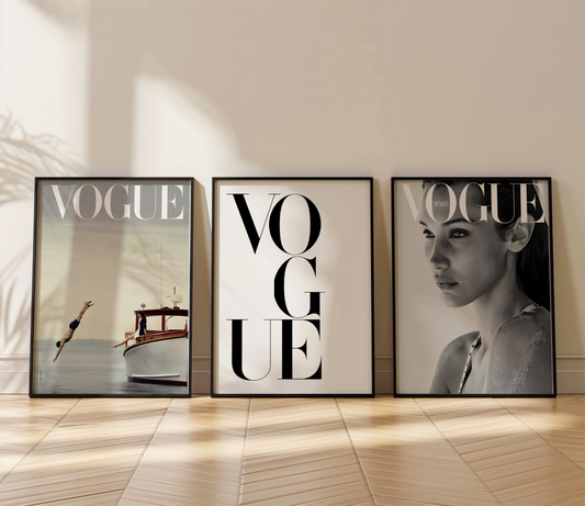 Set of 3 Vogue Posters – Classic Fashion Magazine Cover Art Prints