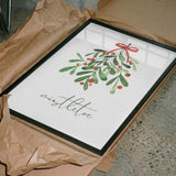Watercolor Mistletoe Kiss