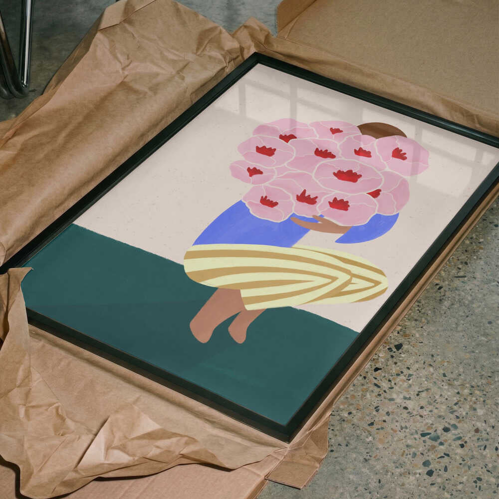 Woman With Pink Flowers