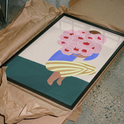 Woman With Pink Flowers
