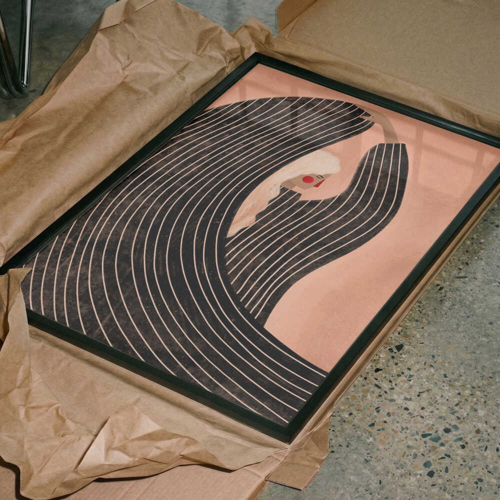 Graceful Woman Flowing Stripes
