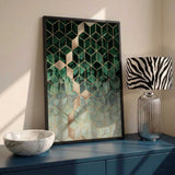 Green Gold Geometric Leaves