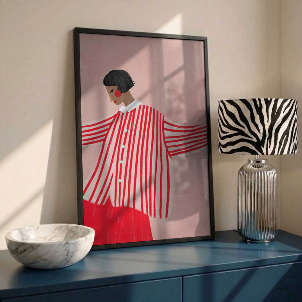 Confident Woman In Stripes