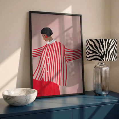 Confident Woman In Stripes