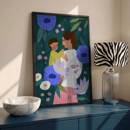 Mother Child Floral Embrace