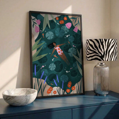 Woman Floating Lily Pond