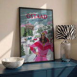 Travel Poster Woman in Gstaad, Switzerland
