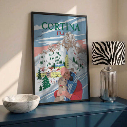 Travel Poster Woman in Cortina, Italy