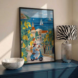Travel poster woman on the Amalfi coast, Italy