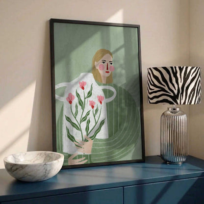 Woman Holding Flowers