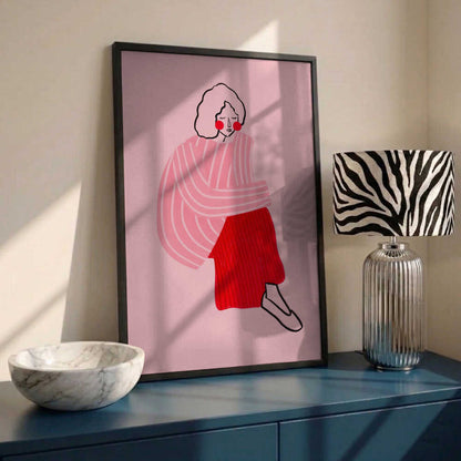 Pensive Pink Woman