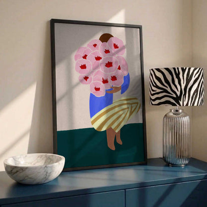 Woman With Pink Flowers