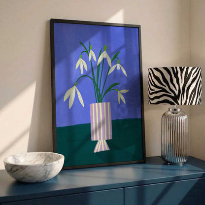 Snowdrops in Striped Vase