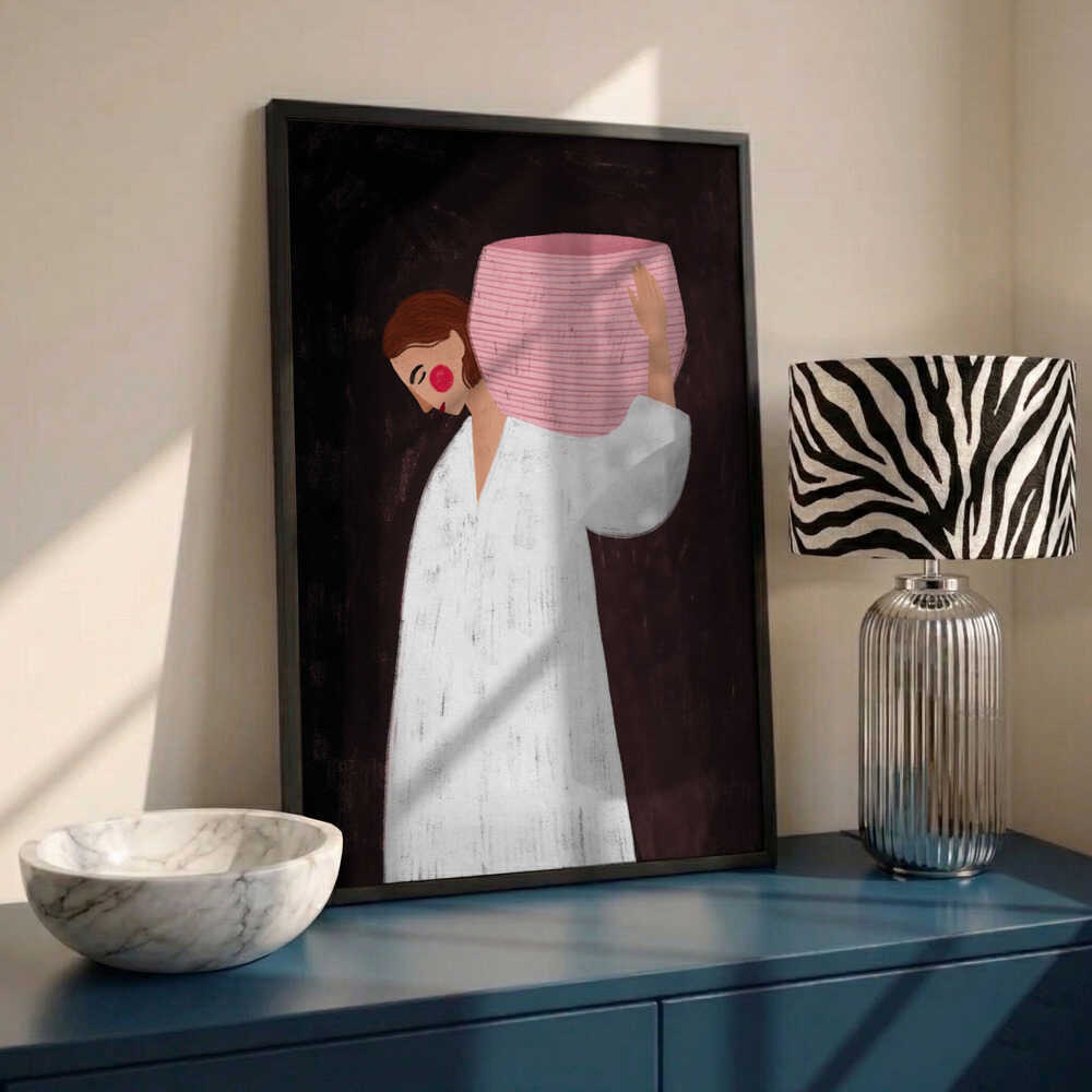 Serene Woman Carrying Basket