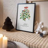 Watercolor Mistletoe Kiss