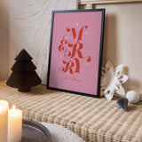 Pink Merry Christmas Stars