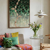 Green Gold Geometric Leaves