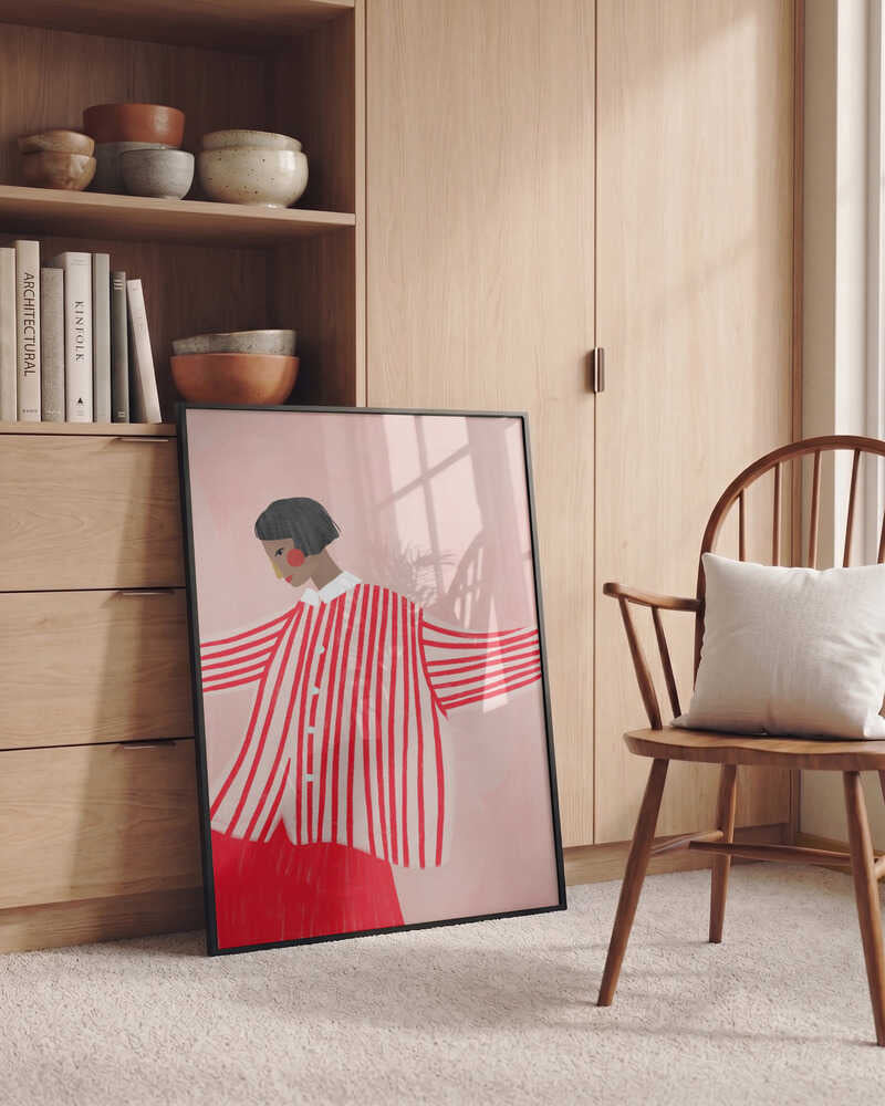 Confident Woman In Stripes